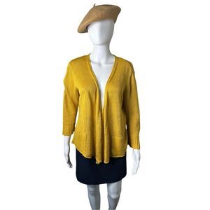 Eileen Fisher Cardigan Womens Small Italian Yarn Hemp Open Front Pocket Sweater